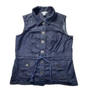 Christopher & Banks Sleeveless Denim Blouse Womens Petite Large